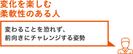 その4.変化を楽しむ柔軟性のある人 変わることを恐れず、前向きにチャレンジする姿勢